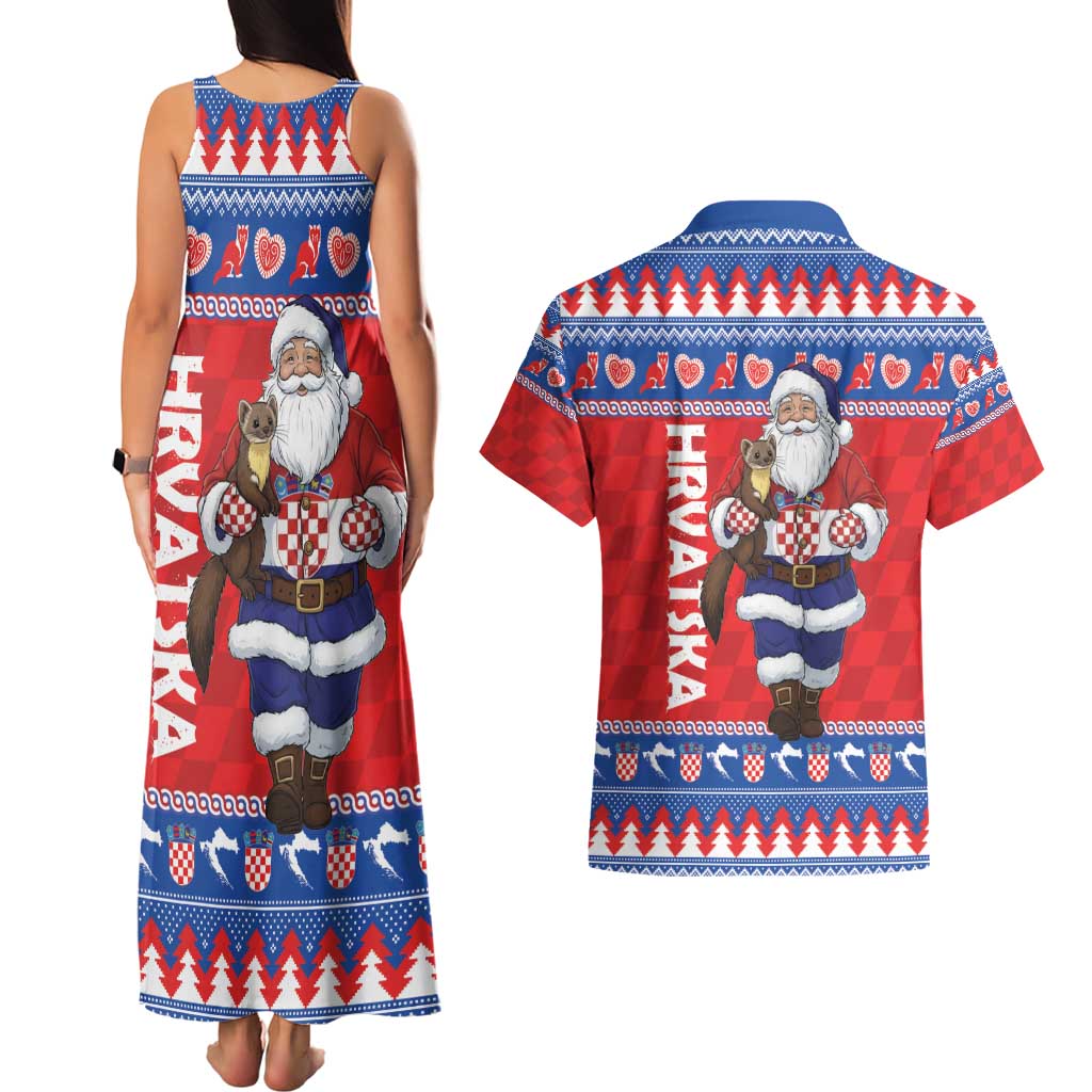 Croatia Christmas Couples Matching Tank Maxi Dress and Hawaiian Shirt Djed Bozicnjak Hrvatska - Wonder Print Shop