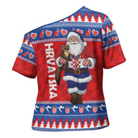 Croatia Christmas Cross Shoulder Shirt Djed Bozicnjak Hrvatska - Wonder Print Shop