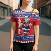 Croatia Christmas Cross Shoulder Shirt Djed Bozicnjak Hrvatska - Wonder Print Shop