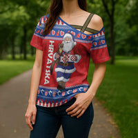 Croatia Christmas Cross Shoulder Shirt Djed Bozicnjak Hrvatska - Wonder Print Shop