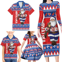 Croatia Christmas Family Matching Long Sleeve Bodycon Dress and Hawaiian Shirt Djed Bozicnjak Hrvatska - Wonder Print Shop