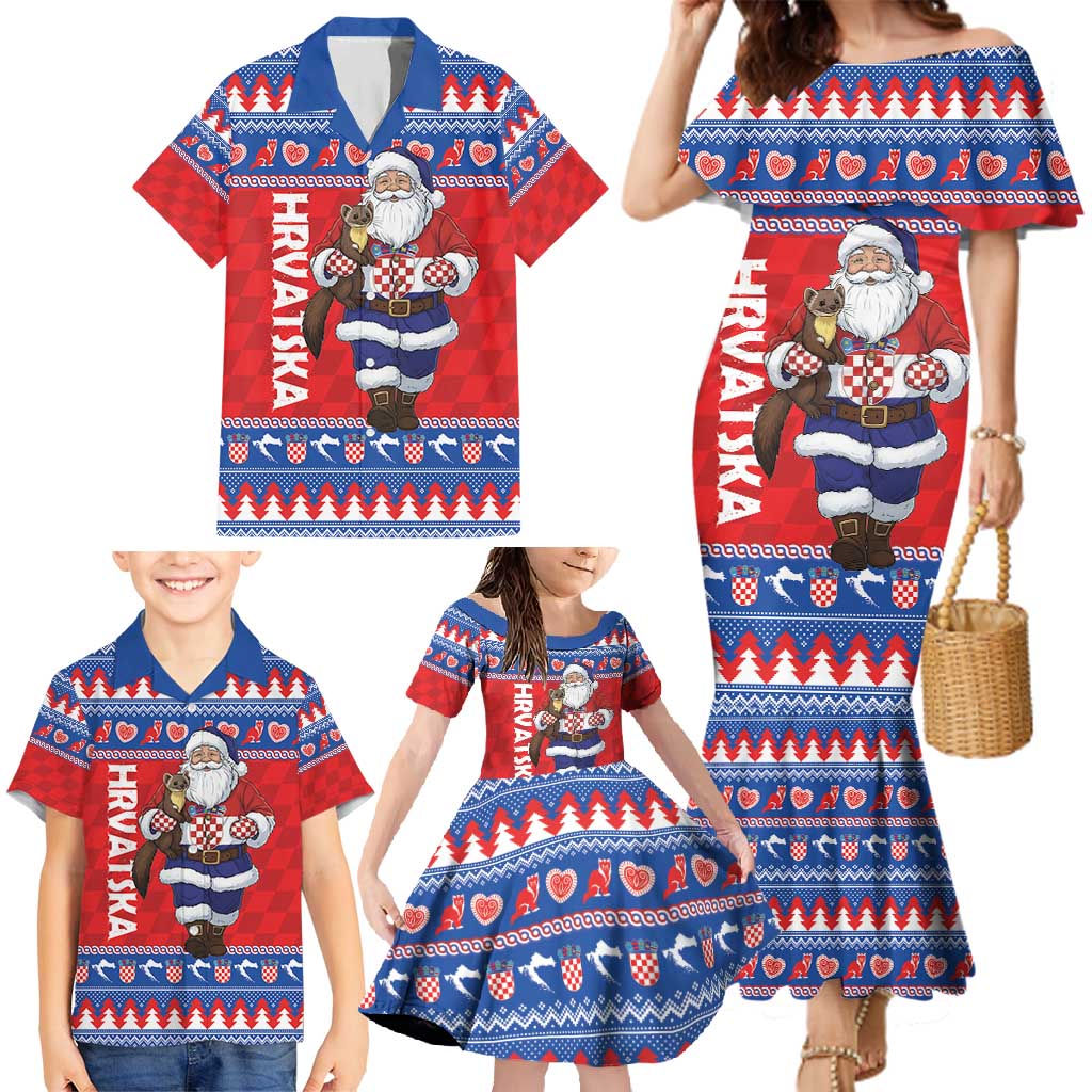 Croatia Christmas Family Matching Mermaid Dress and Hawaiian Shirt Djed Bozicnjak Hrvatska - Wonder Print Shop
