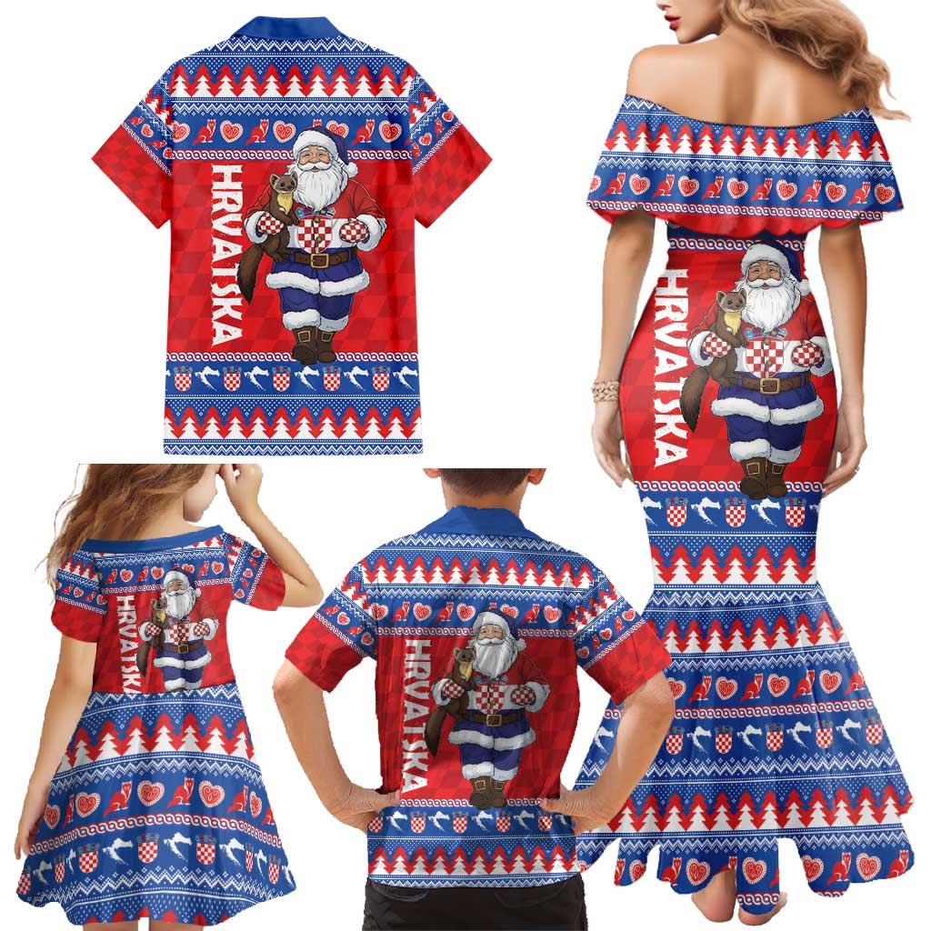 Croatia Christmas Family Matching Mermaid Dress and Hawaiian Shirt Djed Bozicnjak Hrvatska - Wonder Print Shop