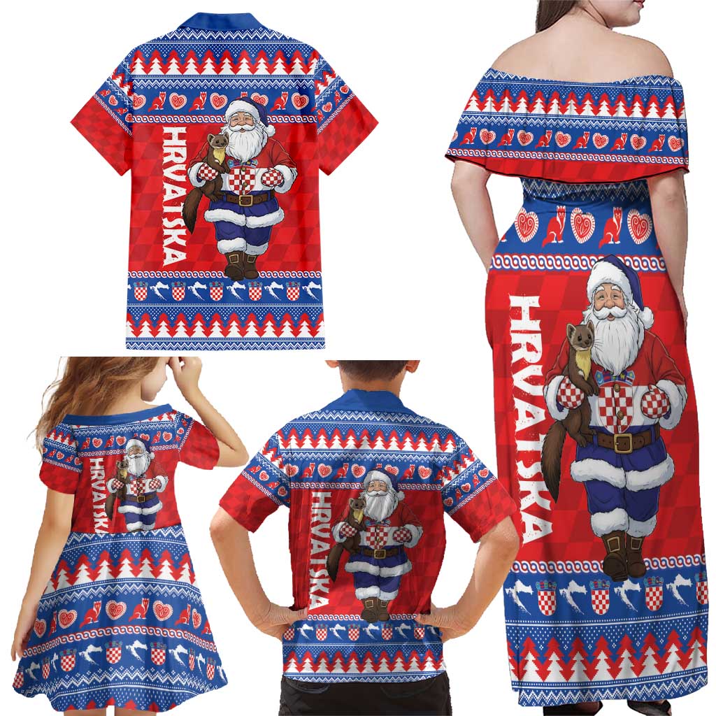 Croatia Christmas Family Matching Off Shoulder Maxi Dress and Hawaiian Shirt Djed Bozicnjak Hrvatska - Wonder Print Shop