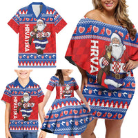 Croatia Christmas Family Matching Off Shoulder Short Dress and Hawaiian Shirt Djed Bozicnjak Hrvatska - Wonder Print Shop