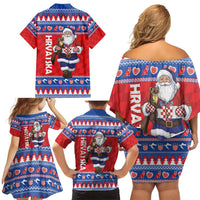 Croatia Christmas Family Matching Off Shoulder Short Dress and Hawaiian Shirt Djed Bozicnjak Hrvatska - Wonder Print Shop