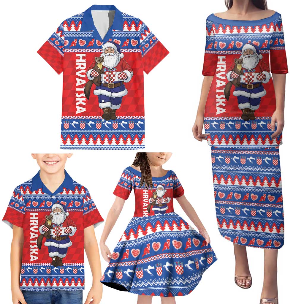 Croatia Christmas Family Matching Puletasi and Hawaiian Shirt Djed Bozicnjak Hrvatska - Wonder Print Shop