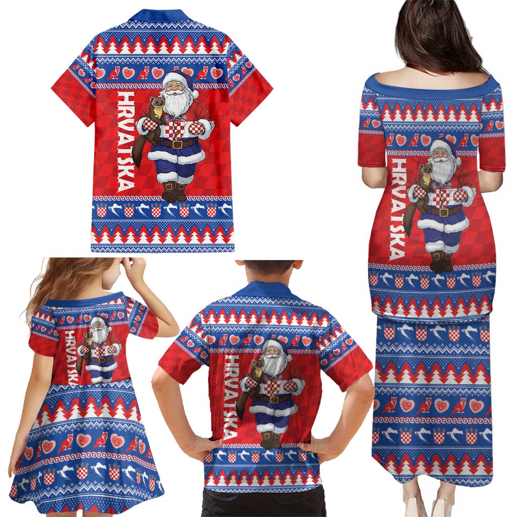Croatia Christmas Family Matching Puletasi and Hawaiian Shirt Djed Bozicnjak Hrvatska - Wonder Print Shop