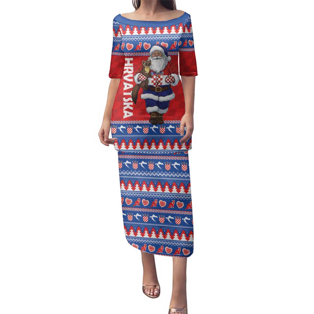 Croatia Christmas Family Matching Puletasi and Hawaiian Shirt Djed Bozicnjak Hrvatska - Wonder Print Shop