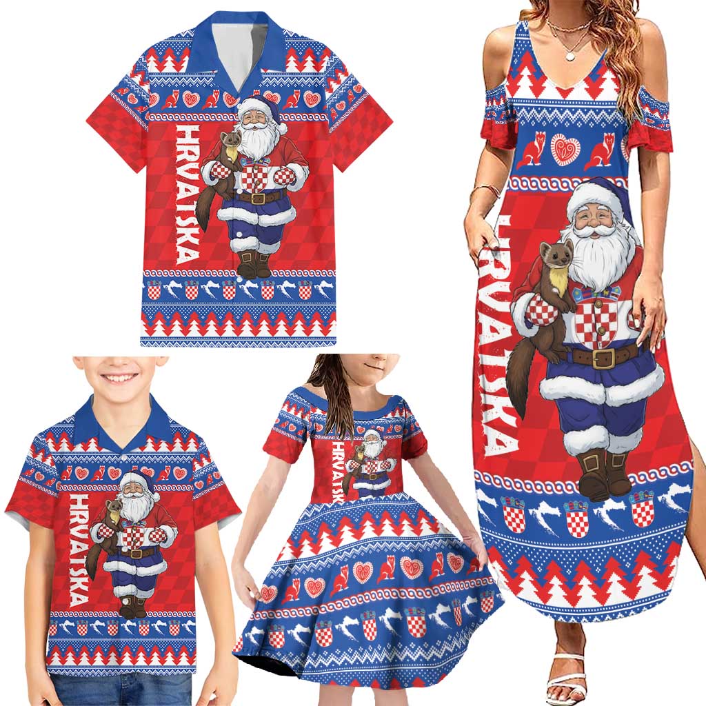 Croatia Christmas Family Matching Summer Maxi Dress and Hawaiian Shirt Djed Bozicnjak Hrvatska - Wonder Print Shop