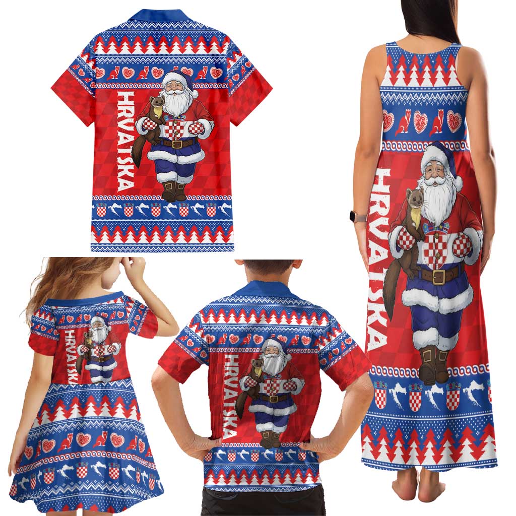 Croatia Christmas Family Matching Tank Maxi Dress and Hawaiian Shirt Djed Bozicnjak Hrvatska - Wonder Print Shop