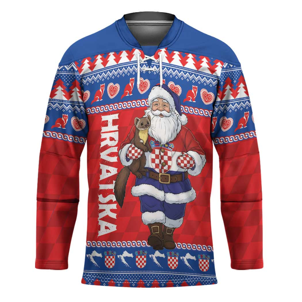 Croatia Christmas Hockey Jersey Djed Bozicnjak Hrvatska - Wonder Print Shop