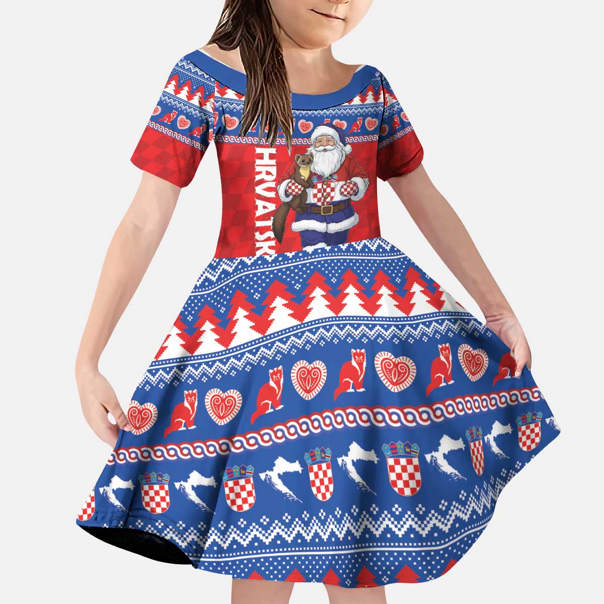 Croatia Christmas Kid Short Sleeve Dress Djed Bozicnjak Hrvatska - Wonder Print Shop