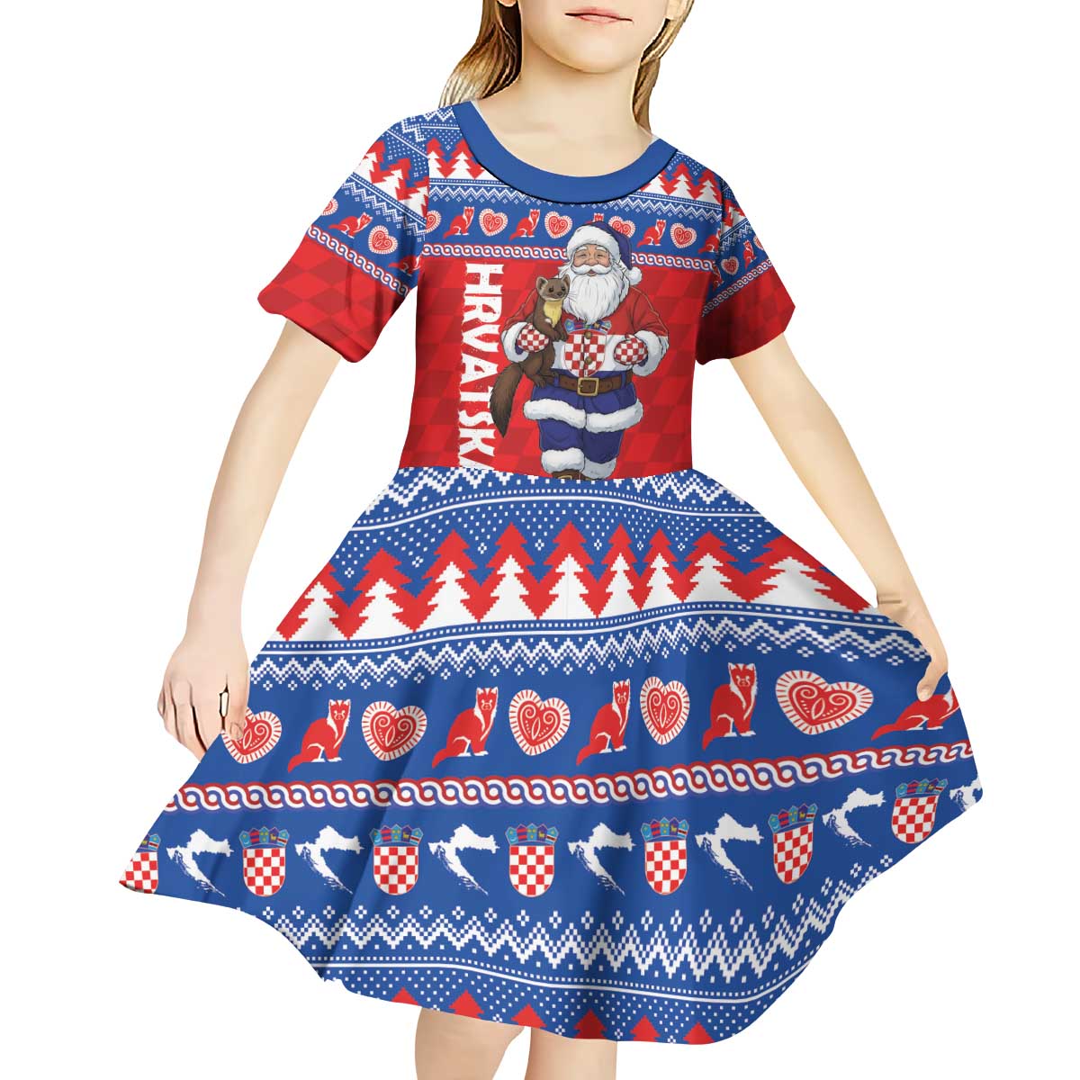 Croatia Christmas Kid Short Sleeve Dress Djed Bozicnjak Hrvatska - Wonder Print Shop