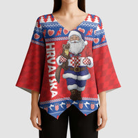 Croatia Christmas Kimono Sleeve Blouse Djed Bozicnjak Hrvatska - Wonder Print Shop