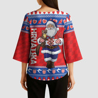 Croatia Christmas Kimono Sleeve Blouse Djed Bozicnjak Hrvatska - Wonder Print Shop
