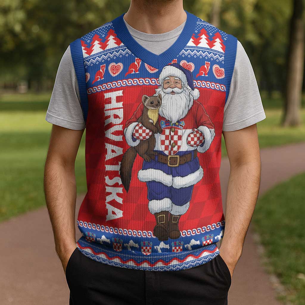 Croatia Christmas Knitted V-Neck Vest Djed Bozicnjak Hrvatska - Wonder Print Shop