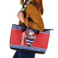 Croatia Christmas Leather Tote Bag Djed Bozicnjak Hrvatska - Wonder Print Shop