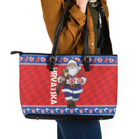 Croatia Christmas Leather Tote Bag Djed Bozicnjak Hrvatska - Wonder Print Shop