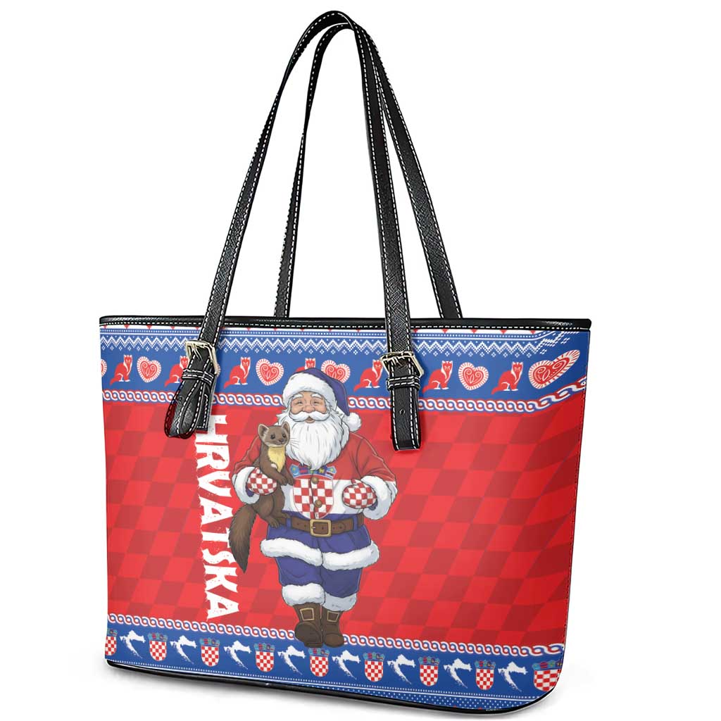 Croatia Christmas Leather Tote Bag Djed Bozicnjak Hrvatska - Wonder Print Shop