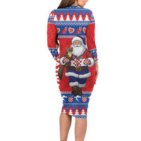 Croatia Christmas Long Sleeve Bodycon Dress Djed Bozicnjak Hrvatska - Wonder Print Shop