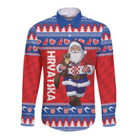 Croatia Christmas Long Sleeve Button Shirt Djed Bozicnjak Hrvatska - Wonder Print Shop