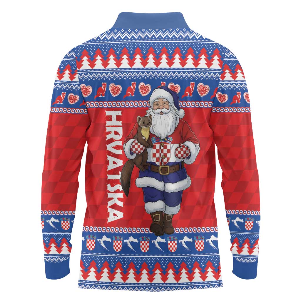 Croatia Christmas Long Sleeve Polo Shirt Djed Bozicnjak Hrvatska - Wonder Print Shop
