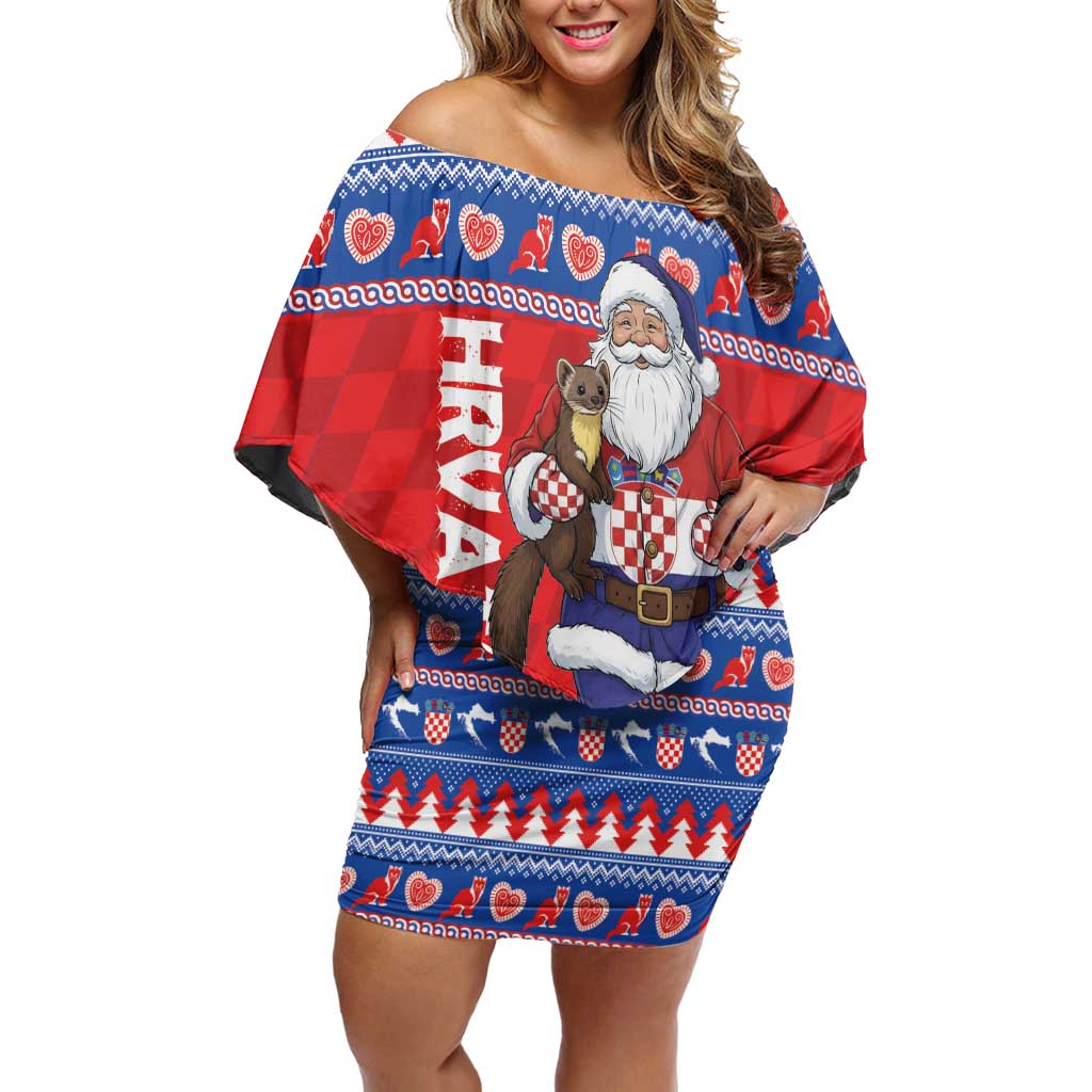 Croatia Christmas Off Shoulder Short Dress Djed Bozicnjak Hrvatska - Wonder Print Shop