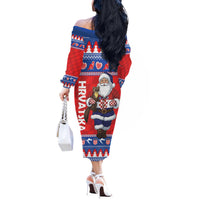 Croatia Christmas Off The Shoulder Long Sleeve Dress Djed Bozicnjak Hrvatska - Wonder Print Shop