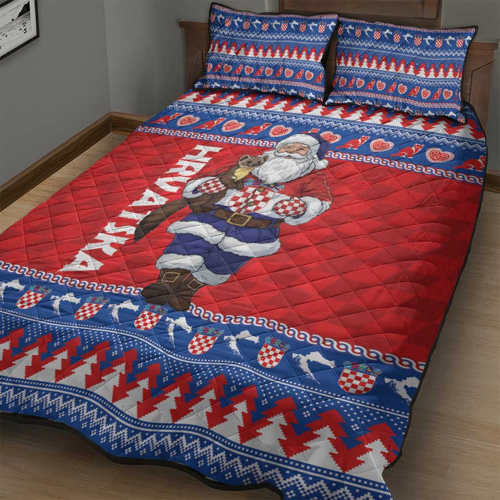 Croatia Christmas Quilt Bed Set Djed Bozicnjak Hrvatska - Wonder Print Shop