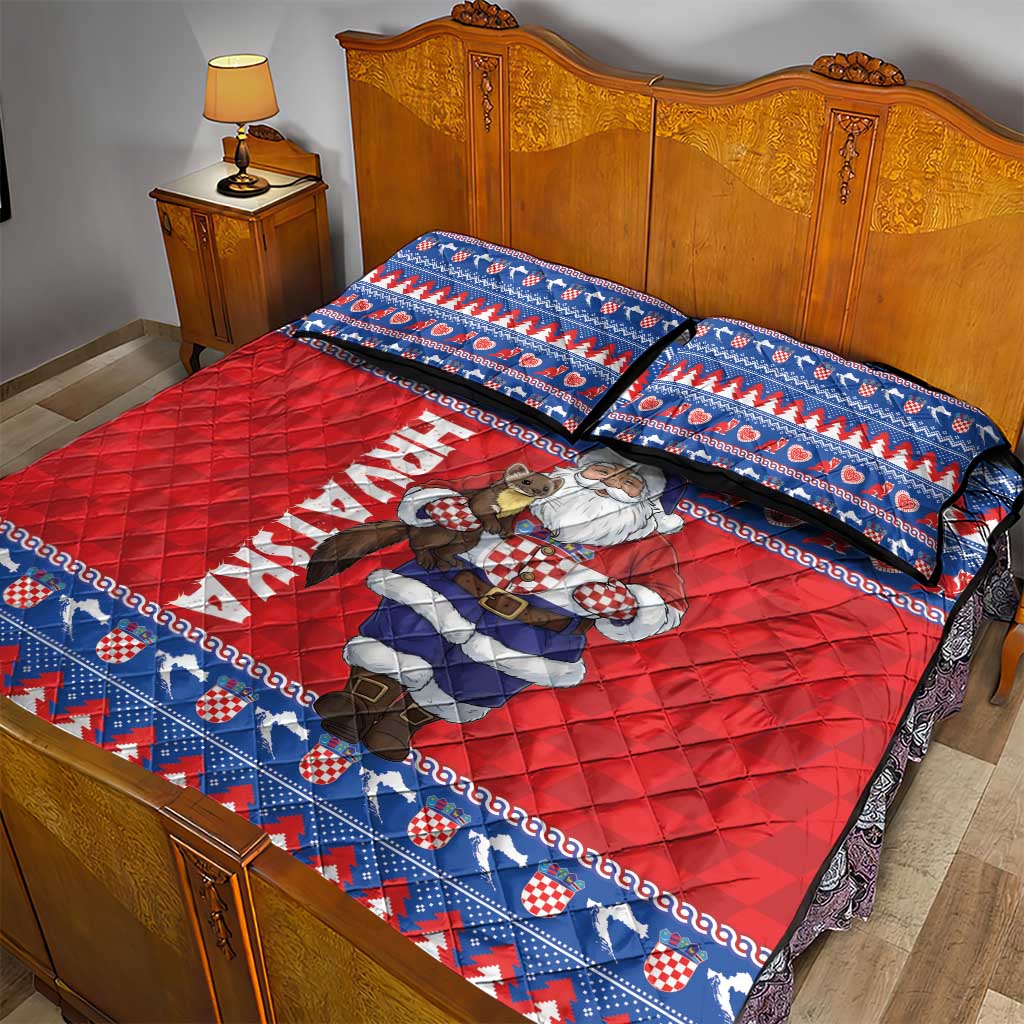 Croatia Christmas Quilt Bed Set Djed Bozicnjak Hrvatska - Wonder Print Shop