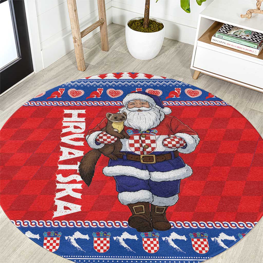 Croatia Christmas Round Carpet Djed Bozicnjak Hrvatska - Wonder Print Shop