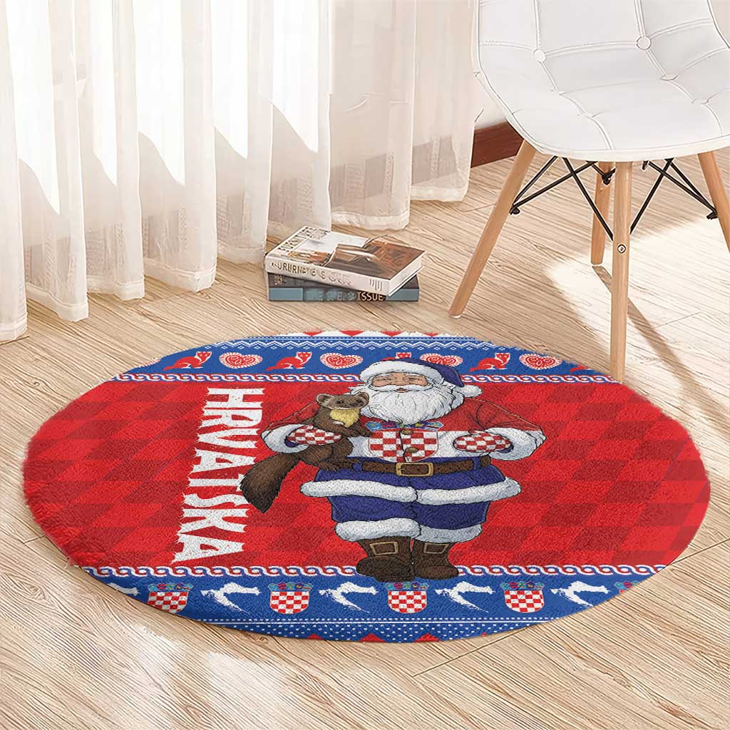 Croatia Christmas Round Carpet Djed Bozicnjak Hrvatska - Wonder Print Shop