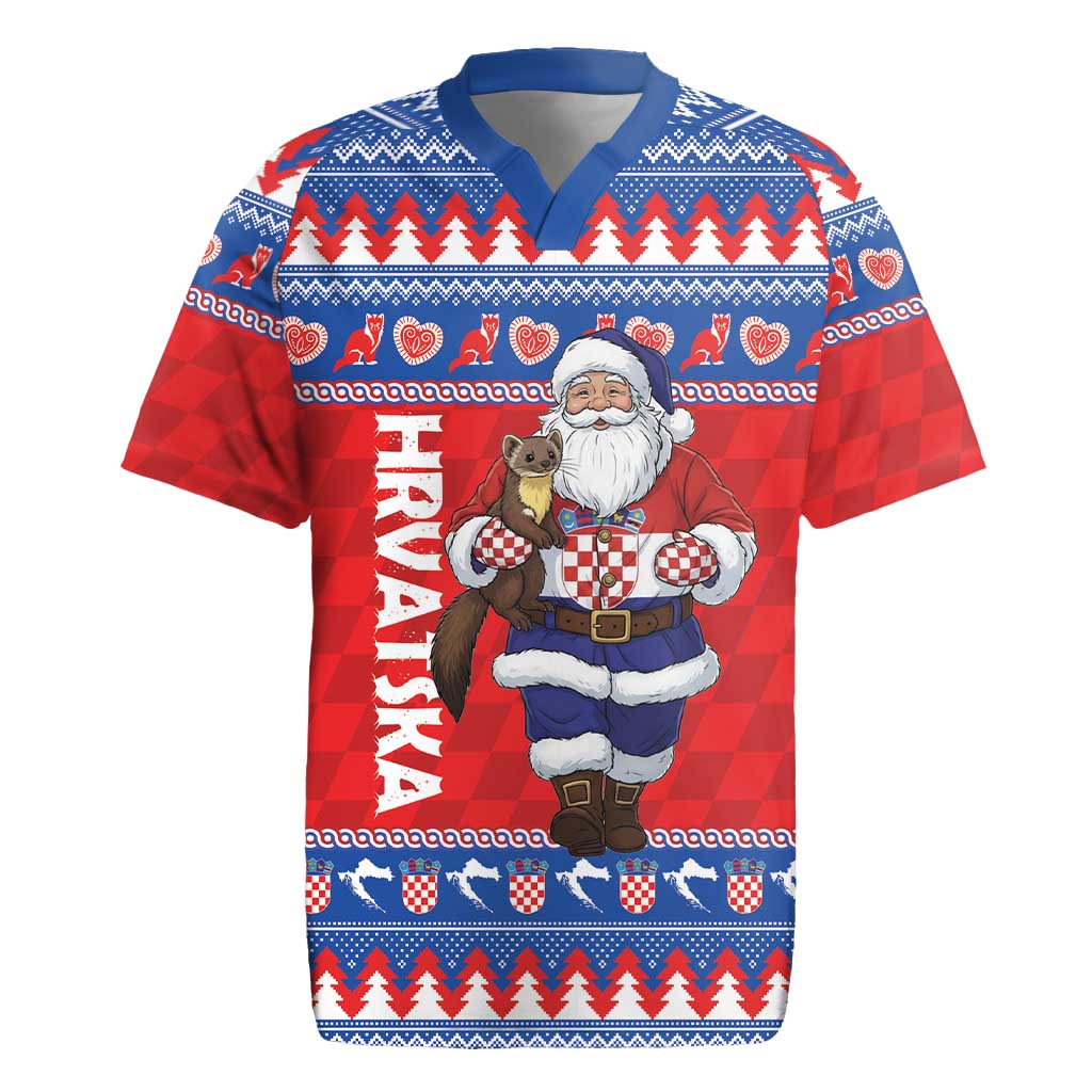 Croatia Christmas Rugby Jersey Djed Bozicnjak Hrvatska - Wonder Print Shop