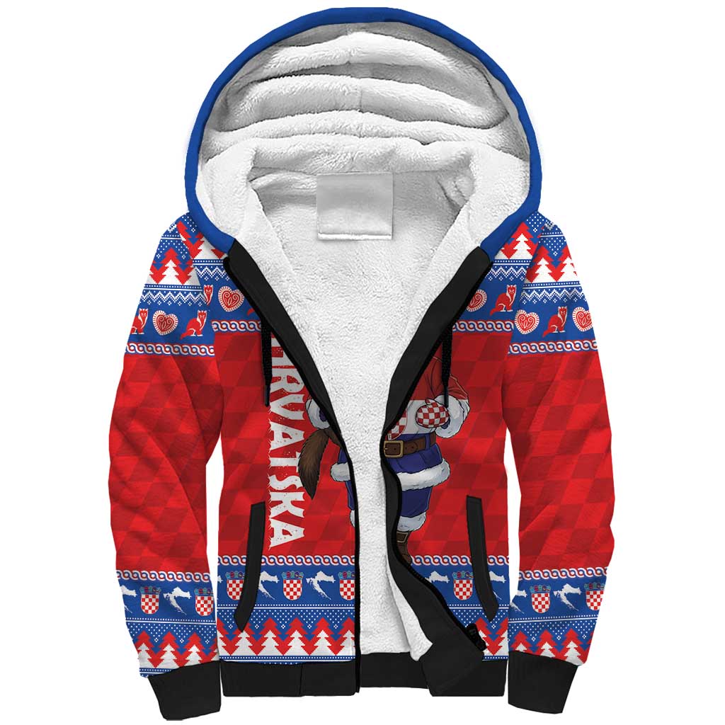 Croatia Christmas Sherpa Hoodie Djed Bozicnjak Hrvatska - Wonder Print Shop