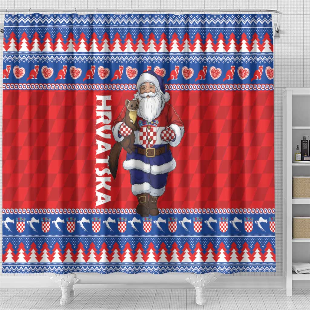 Croatia Christmas Shower Curtain Djed Bozicnjak Hrvatska - Wonder Print Shop