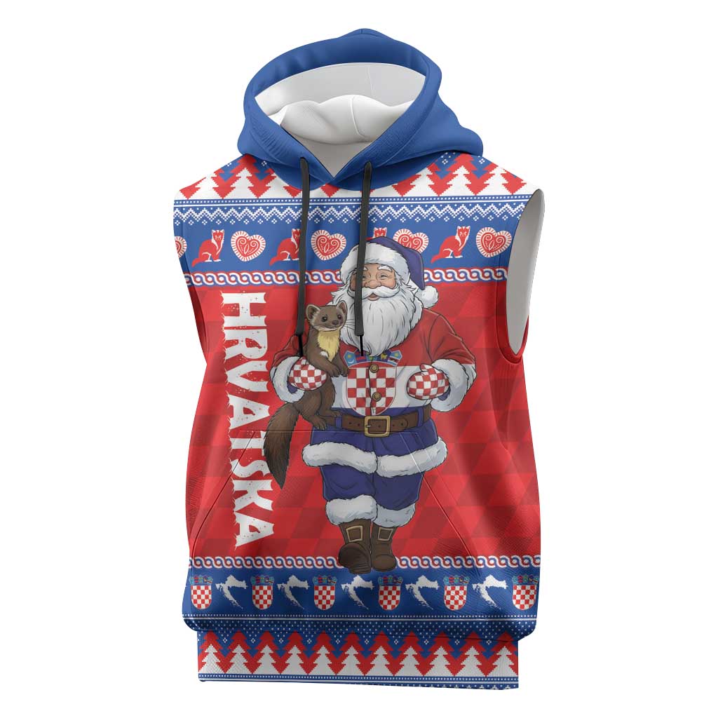Croatia Christmas Sleeveless Hoodie Djed Bozicnjak Hrvatska - Wonder Print Shop