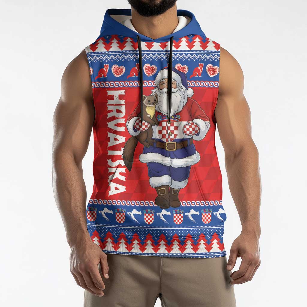 Croatia Christmas Sleeveless Hoodie Djed Bozicnjak Hrvatska - Wonder Print Shop