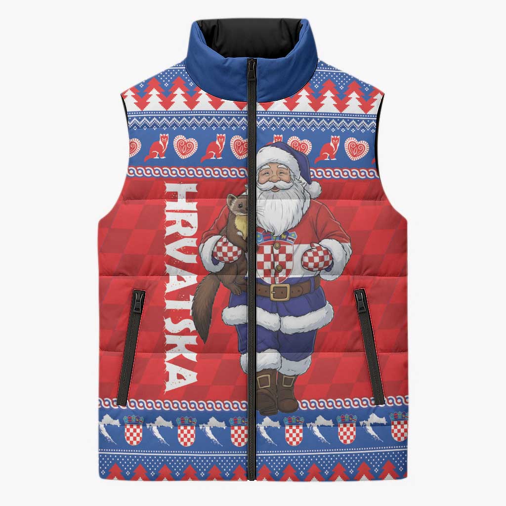 Croatia Christmas Sleeveless Puffer Jacket Djed Bozicnjak Hrvatska - Wonder Print Shop