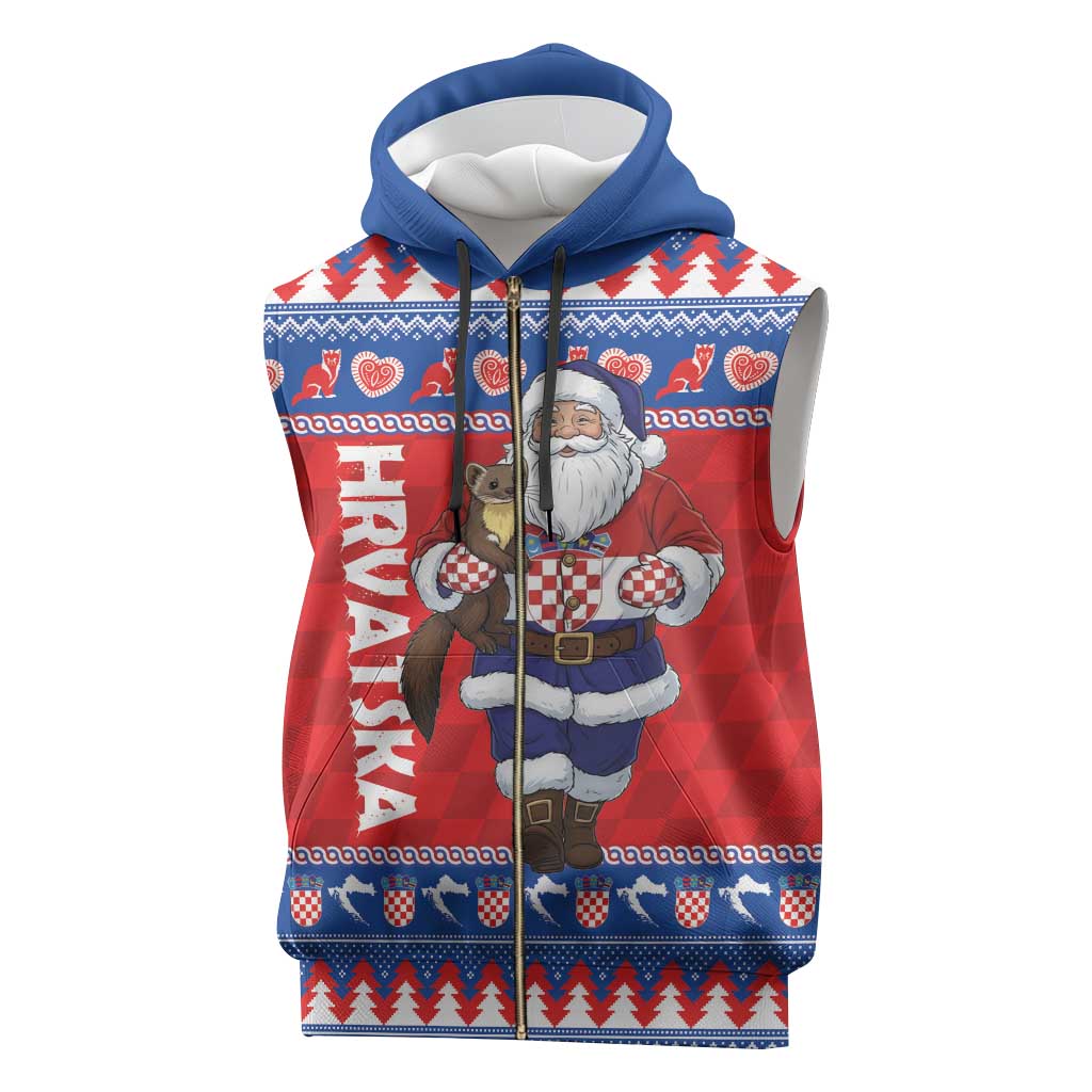 Croatia Christmas Sleeveless Zip Hoodie Djed Bozicnjak Hrvatska - Wonder Print Shop