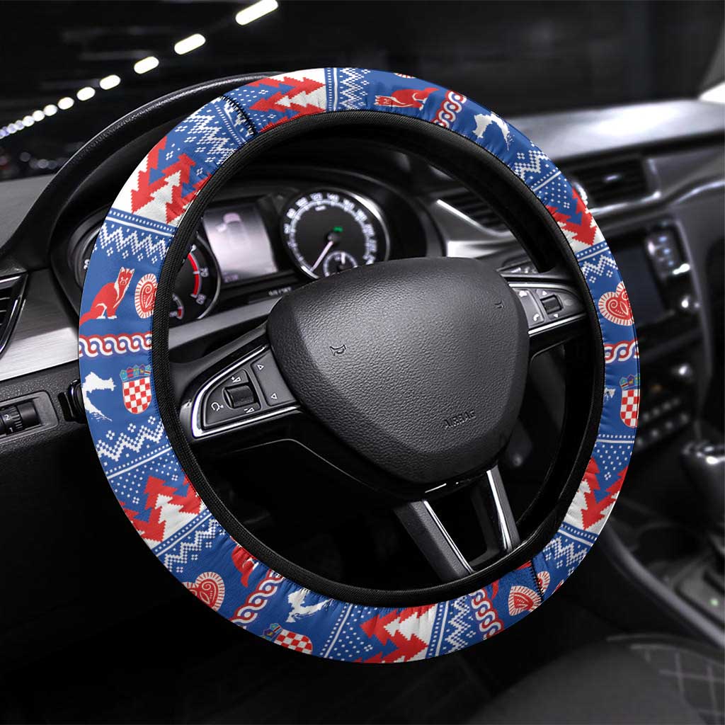 Croatia Christmas Steering Wheel Cover Djed Bozicnjak Hrvatska - Wonder Print Shop