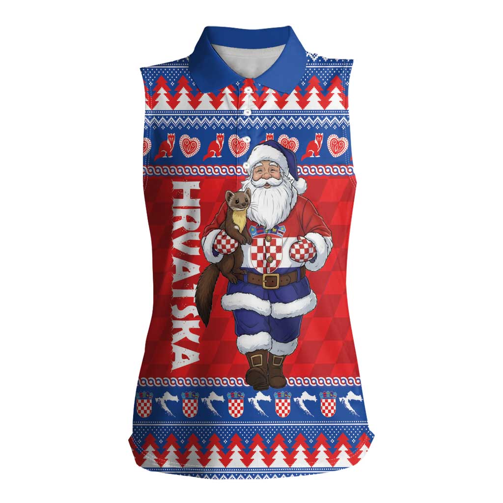 Croatia Christmas Women Sleeveless Polo Shirt Djed Bozicnjak Hrvatska - Wonder Print Shop