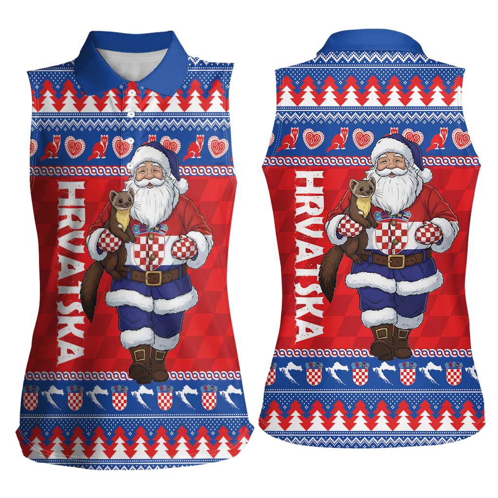 Croatia Christmas Women Sleeveless Polo Shirt Djed Bozicnjak Hrvatska - Wonder Print Shop