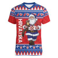 Croatia Christmas Women V-Neck T-Shirt Djed Bozicnjak Hrvatska - Wonder Print Shop