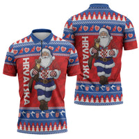 Croatia Christmas Zipper Polo Shirt Djed Bozicnjak Hrvatska - Wonder Print Shop