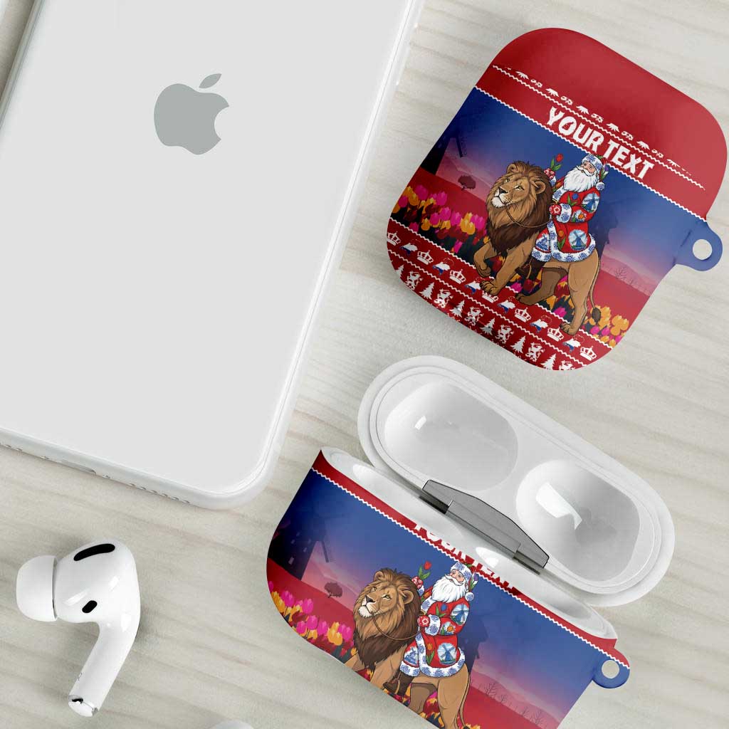 Netherlands Christmas Personalized AirPods Case Santa Riding Lion Fijne Kerstdagen - Wonder Print Shop