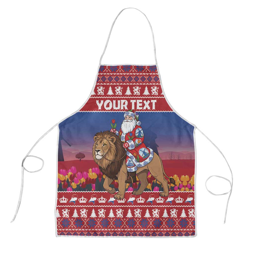 Netherlands Christmas Personalized Apron Santa Riding Lion Fijne Kerstdagen - Wonder Print Shop