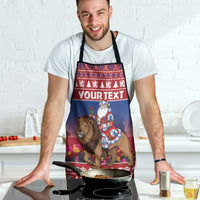 Netherlands Christmas Personalized Apron Santa Riding Lion Fijne Kerstdagen - Wonder Print Shop