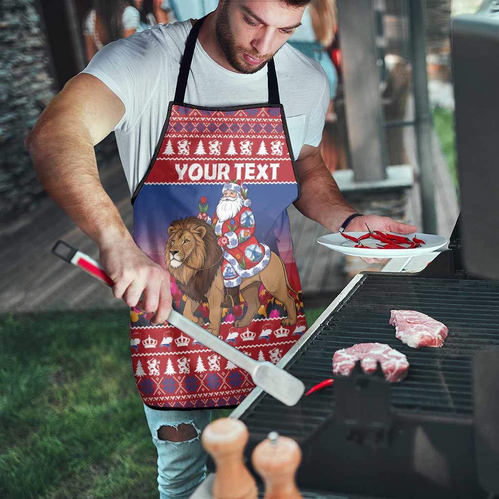 Netherlands Christmas Personalized Apron Santa Riding Lion Fijne Kerstdagen - Wonder Print Shop