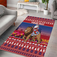 Netherlands Christmas Personalized Area Rug Santa Riding Lion Fijne Kerstdagen - Wonder Print Shop